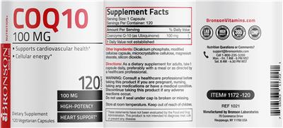 Photo of the Bronson CoQ10 100 mg label