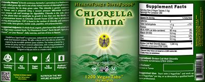 Photo of the HealthForce SuperFoods Chlorella Manna label