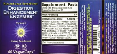 Photo of the HealthForce SuperFoods Digestion Enhancement Enzymes label