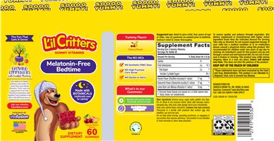 Photo of the L'il Critters Melatonin-Free Bedtime Gummy Vitamins Cherry Peach Flavor label