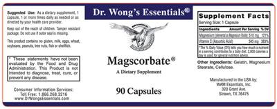Photo of the Dr. Wong's Essentials Magscorbate label