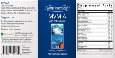 Photo of the Allergy Research Group MVM-A with Antioxidants label