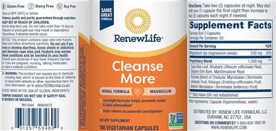Photo of the Renew Life Cleanse More label