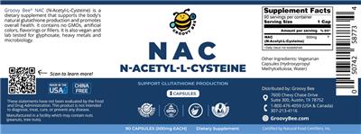 Photo of the Groovy Bee NAC N-Acetyl-L-Cysteine 500 mg label
