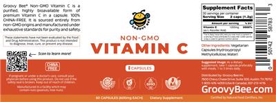 Photo of the Groovy Bee Non-GMO Vitamin C 600 mg label