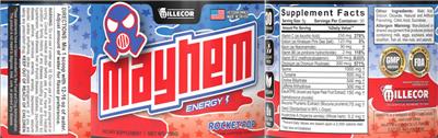 Photo of the Millecor Mayhem Energy Rocket Pop label