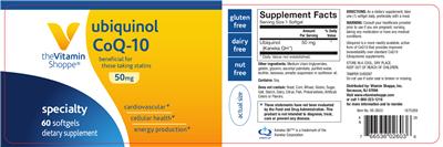 Photo of the The Vitamin Shoppe Ubiquinol CoQ-10 50 mg label