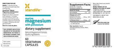 Photo of the Xtendlife Marine Magnesium with Potassium label