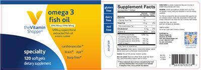 Photo of the The Vitamin Shoppe Omega 3 Fish Oil 1290 mg label