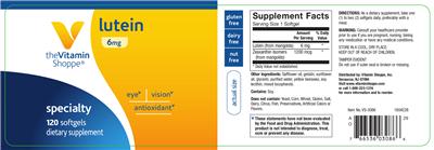 Photo of the The Vitamin Shoppe Lutein 6 mg label