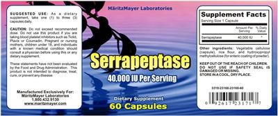 Photo of the MaritzMayer Laboratories Serrapeptase label