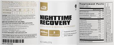 Photo of the AdvoCare Nighttime Recovery label