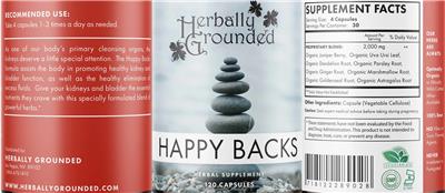 Photo of the Herbally Grounded Happy Backs label
