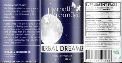 Photo of the Herbally Grounded Herbal Dreamer label