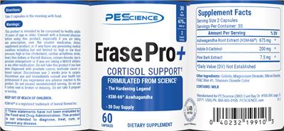 Photo of the PEScience Erase Pro+ label