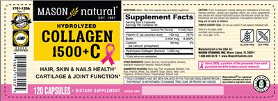 Photo of the Mason Natural Hydrolyzed Collagen 1500 + C label