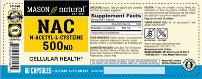 Photo of the Mason Natural NAC 500 mg label