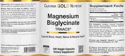 ビスグリシン酸マグネシウム キレート 60粒 100mg のラベル画像（NIH DSLD）