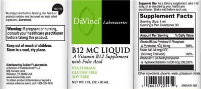 Photo of the DaVinci Laboratories B12 MC Liquid label