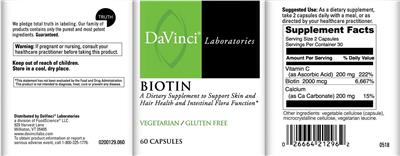 Photo of the DaVinci Laboratories Biotin label
