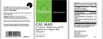 Photo of the DaVinci Laboratories Cal Mag label