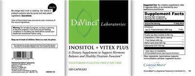 Photo of the DaVinci Laboratories Inositol + Vitex Plus label