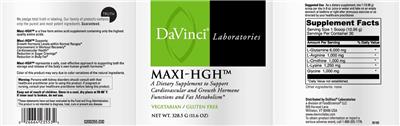 Photo of the DaVinci Laboratories Maxi-HGH label