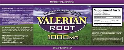 Photo of the MaritzMayer Laboratories Valerian Root 1000 mg label