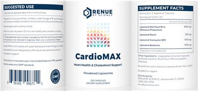 Photo of the Renue By Science CardioMAX label