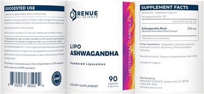 Photo of the Renue By Science Lipo Ashwagandha label