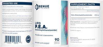 Photo of the Renue By Science Lipo P.E.A. label