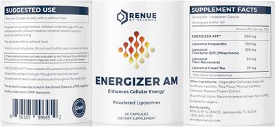 Photo of the Renue By Science Energizer AM label
