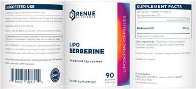 Photo of the Renue By Science Lipo Berberine label