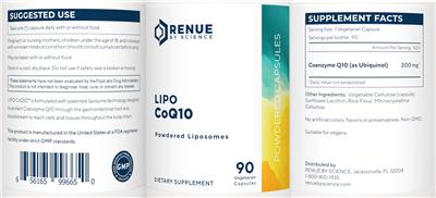 Photo of the Renue By Science Lipo CoQ10 label