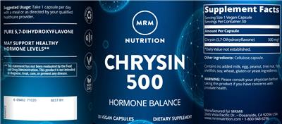 Photo of the MRM Nutrition Chrysin 500 label