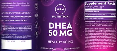 Photo of the MRM Nutrition DHEA 50 mg label