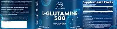 Photo of the MRM Nutrition L-Glutamine 500 label