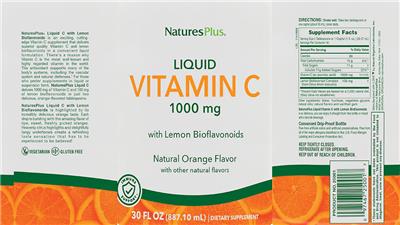 Photo of the NaturesPlus Liquid C Supplement 1000 mg Orange Flavor label