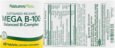 Photo of the NaturesPlus Mega B-100 Sustained Release label