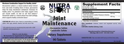 Photo of the Nutra Sport Joint Maintenance label