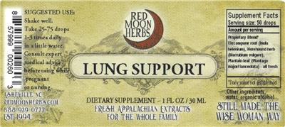 Photo of the Red Moon Herbs Lung Support label