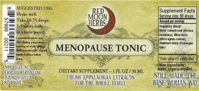 Photo of the Red Moon Herbs Menopause Tonic label
