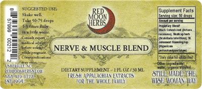 Photo of the Red Moon Herbs Nerve & Muscle Blend label