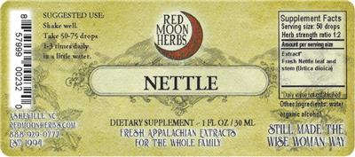 Photo of the Red Moon Herbs Nettle label