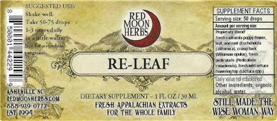 Product label for Re-Leaf