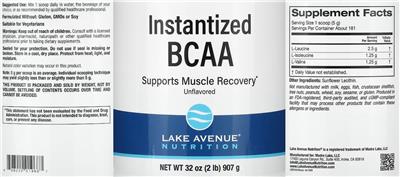 Photo of the Lake Avenue Nutrition Instantized BCAA Unflavored label