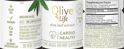 Photo of the Olive Life Cardio Health label