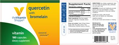 Photo of the The Vitamin Shoppe Quercetin with Bromelain label