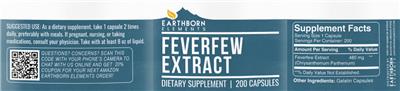 Photo of the Earthborn Elements Feverfew Extract label