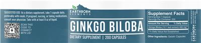 Photo of the Earthborn Elements Ginkgo Biloba label